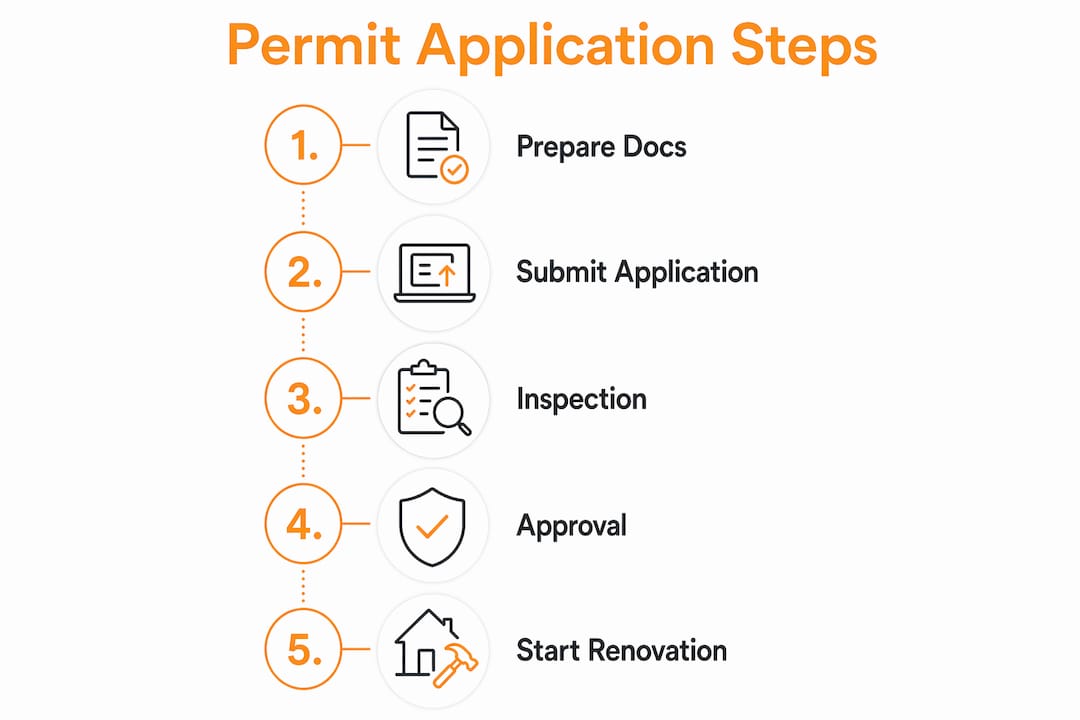 Infographic outlining renovation permit application steps