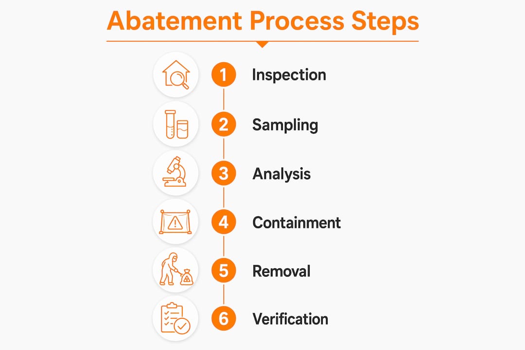 Infographic showing abatement process steps