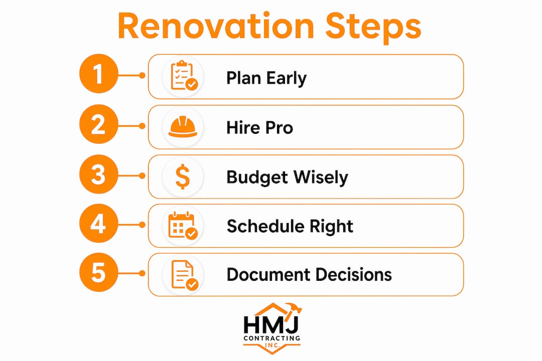 Infographic illustrating renovation practical steps