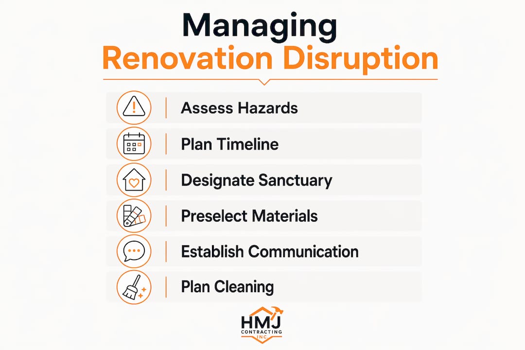 Infographic illustrating steps to minimize renovation disruption