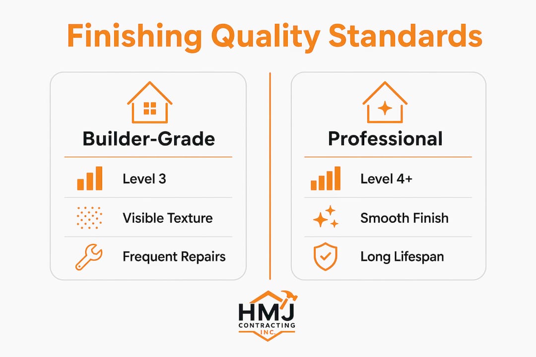 Infographic comparing builder-grade vs professional finishing