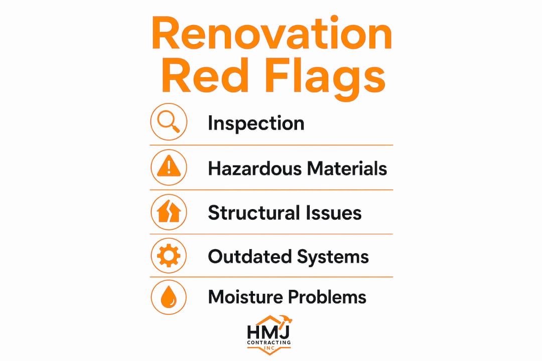 Infographic illustrating key renovation red flag categories