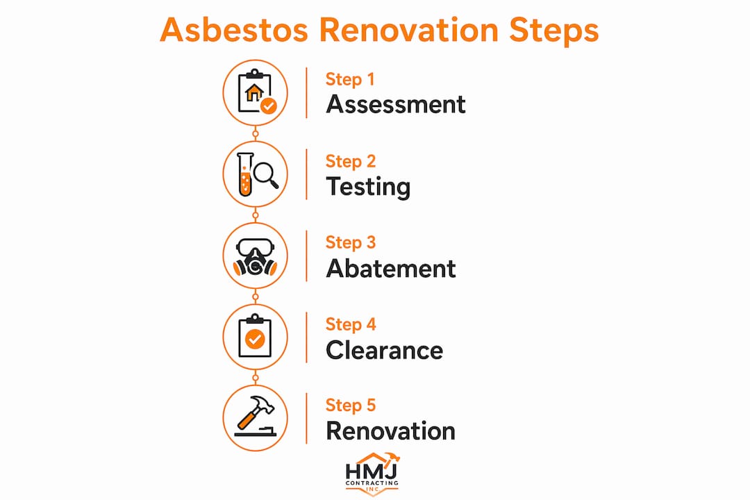 Infographic illustrating asbestos renovation process steps