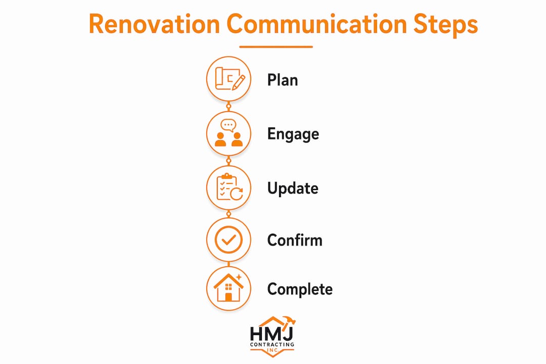 Infographic showing key communication steps in renovation