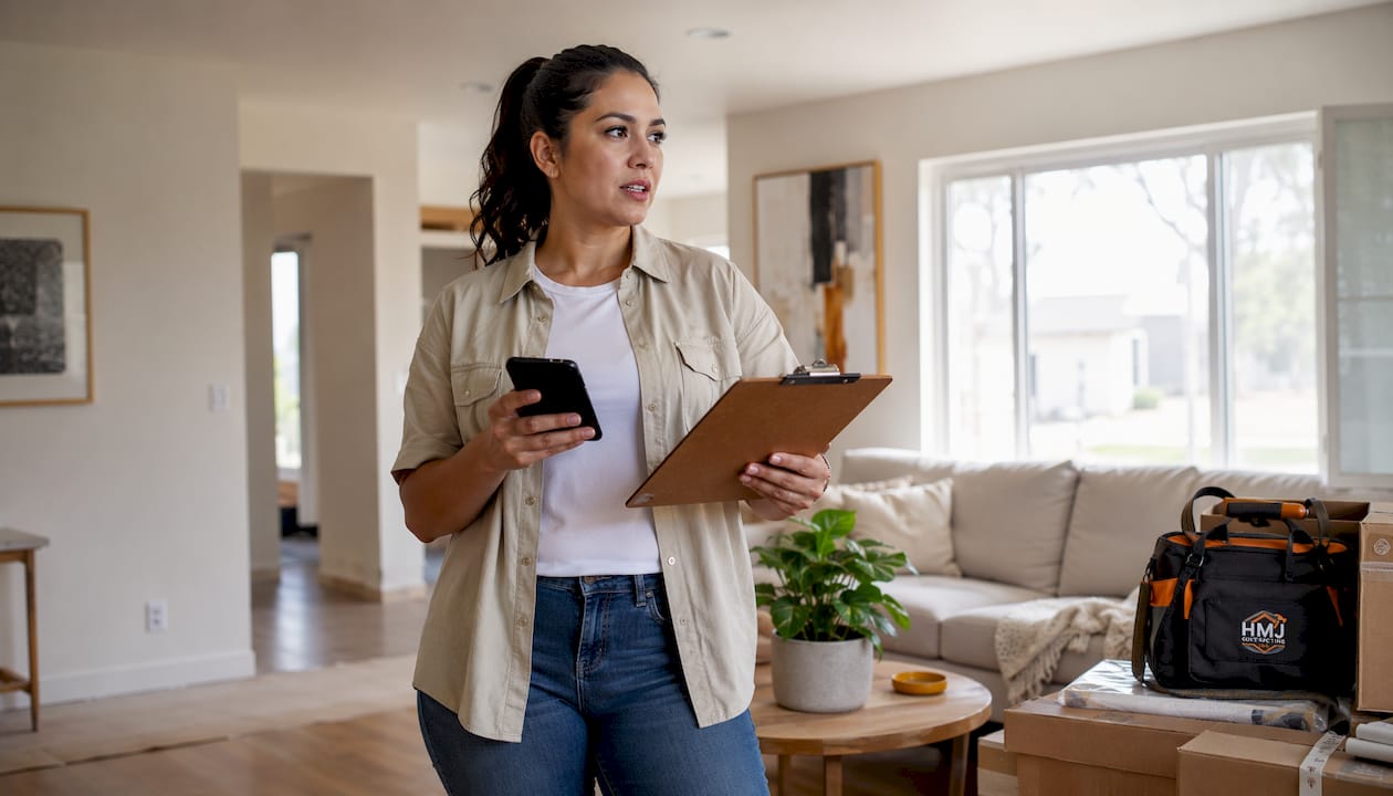 Property manager communicating with tenant during renovation