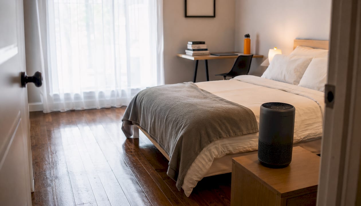Sealed room set up as living sanctuary during renovation