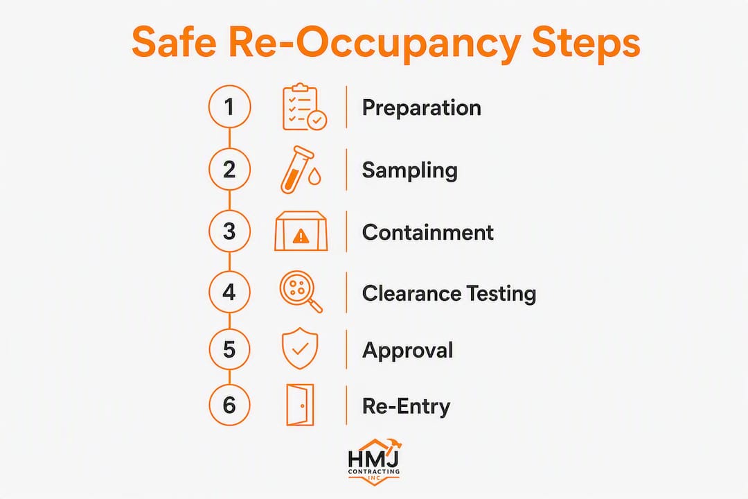 Infographic depicting post-abatement clearance steps for re-occupancy