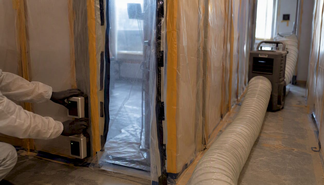 Asbestos containment and clearance monitoring setup