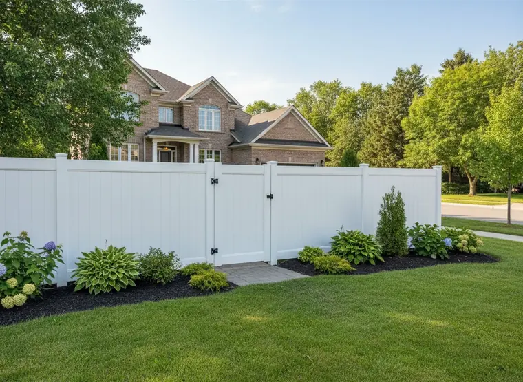 Vinyl privacy fence with gate